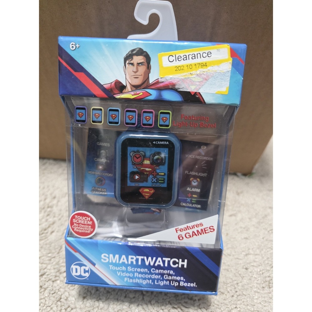 DC Comics Superman Boys Kids Flashing LCD‎ Watch Blue Printed Strap SUP4488TG